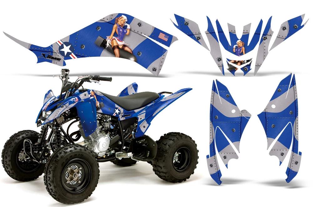ATV Decal Graphic Kit Quad Sticker Wrap For Yamaha Raptor 125 2011-2013 TBOMBER BLUE-atv motorcycle utv parts accessories gear helmets jackets gloves pantsAll Terrain Depot
