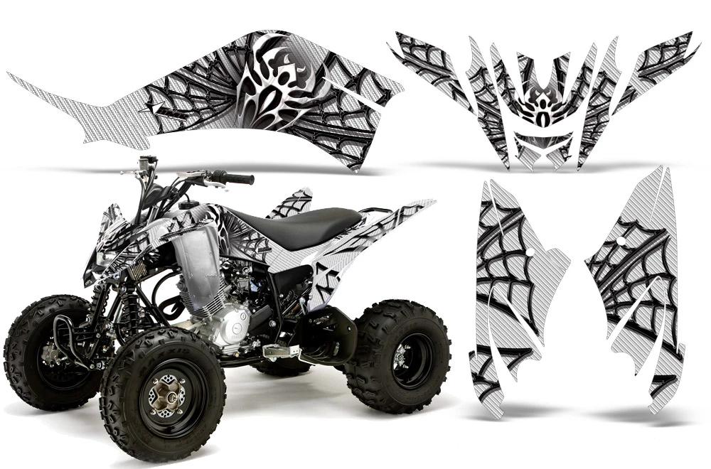 ATV Decal Graphic Kit Quad Sticker Wrap For Yamaha Raptor 125 2011-2013 WIDOW BLACK WHITE-atv motorcycle utv parts accessories gear helmets jackets gloves pantsAll Terrain Depot