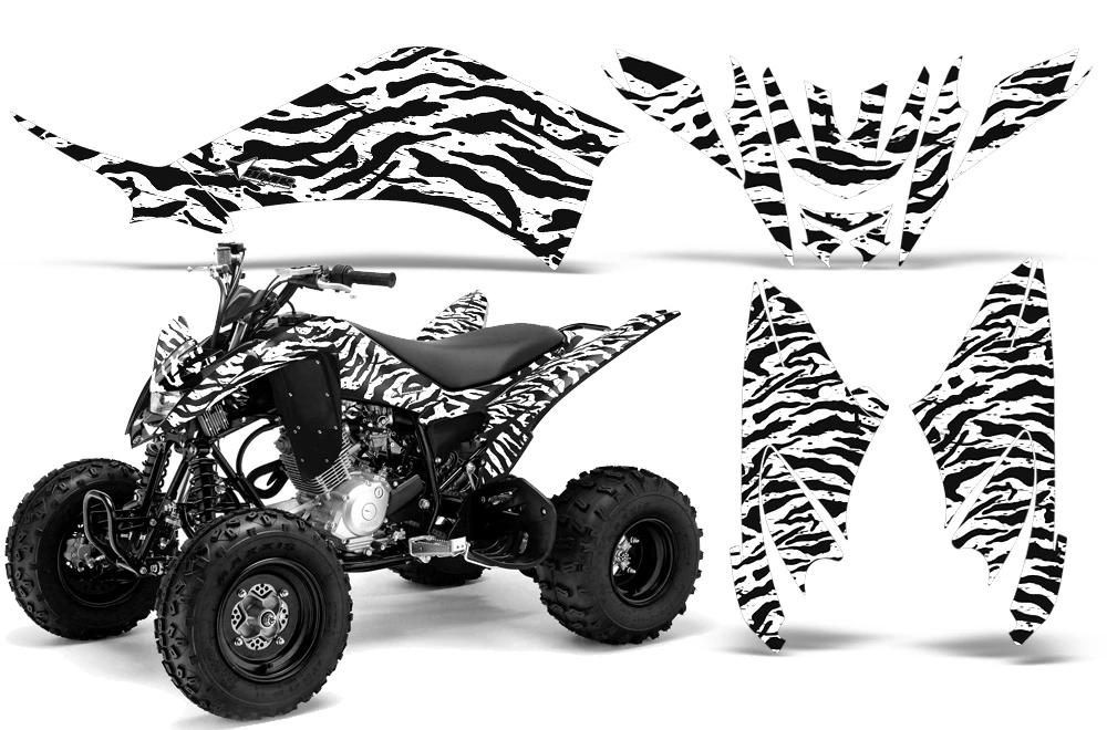 ATV Decal Graphic Kit Quad Sticker Wrap For Yamaha Raptor 125 2011-2013 ZEBRA BLACK WHITE-atv motorcycle utv parts accessories gear helmets jackets gloves pantsAll Terrain Depot