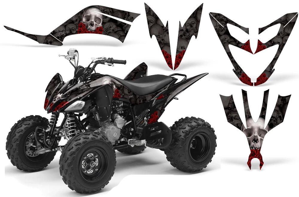 ATV Decal Graphic Kit Quad Sticker Wrap For Yamaha Raptor 250 2008-2014 BONES BLACK-atv motorcycle utv parts accessories gear helmets jackets gloves pantsAll Terrain Depot