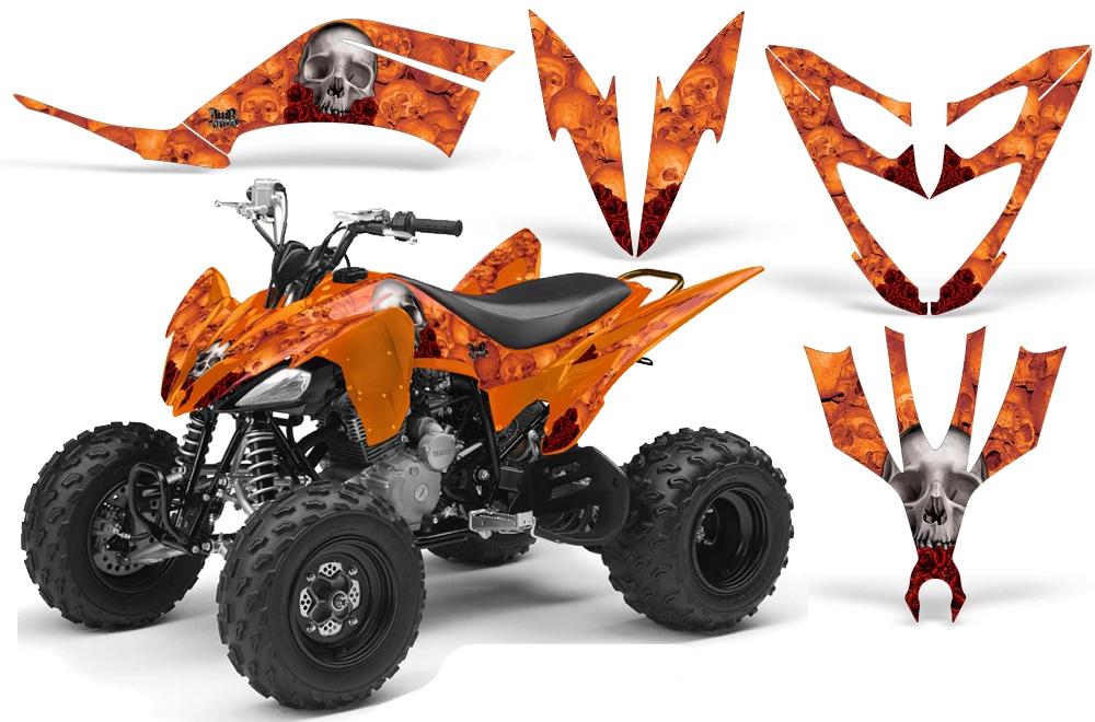 ATV Decal Graphic Kit Quad Sticker Wrap For Yamaha Raptor 250 2008-2014 BONES ORANGE-atv motorcycle utv parts accessories gear helmets jackets gloves pantsAll Terrain Depot
