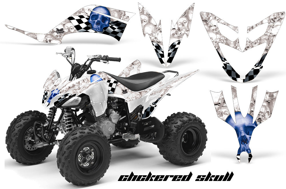 ATV Decal Graphic Kit Quad Sticker Wrap For Yamaha Raptor 250 2008-2014 CHECKERED BLUE WHITE-atv motorcycle utv parts accessories gear helmets jackets gloves pantsAll Terrain Depot