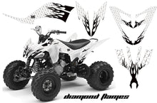 Load image into Gallery viewer, ATV Decal Graphic Kit Quad Sticker Wrap For Yamaha Raptor 250 2008-2014 DIAMOND FLAMES BLACK WHITE-atv motorcycle utv parts accessories gear helmets jackets gloves pantsAll Terrain Depot