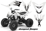 ATV Decal Graphic Kit Quad Sticker Wrap For Yamaha Raptor 250 2008-2014 DIAMOND FLAMES BLACK WHITE