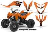 ATV Decal Graphic Kit Quad Sticker Wrap For Yamaha Raptor 250 2008-2014 DIAMOND FLAMES BLACK ORANGE