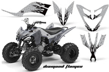 Load image into Gallery viewer, ATV Decal Graphic Kit Quad Sticker Wrap For Yamaha Raptor 250 2008-2014 DIAMOND FLAMES BLACK SILVER-atv motorcycle utv parts accessories gear helmets jackets gloves pantsAll Terrain Depot