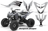 ATV Decal Graphic Kit Quad Sticker Wrap For Yamaha Raptor 250 2008-2014 DIAMOND FLAMES BLACK SILVER