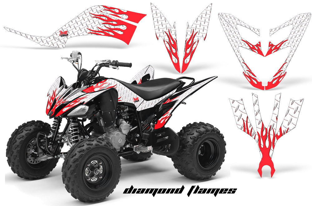 ATV Decal Graphic Kit Quad Sticker Wrap For Yamaha Raptor 250 2008-2014 SIAMOND FLAMES RED WHITE-atv motorcycle utv parts accessories gear helmets jackets gloves pantsAll Terrain Depot