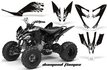 Load image into Gallery viewer, ATV Decal Graphic Kit Quad Sticker Wrap For Yamaha Raptor 250 2008-2014 DIAMOND FLAMES WHITE BLACK-atv motorcycle utv parts accessories gear helmets jackets gloves pantsAll Terrain Depot