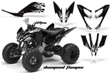 ATV Decal Graphic Kit Quad Sticker Wrap For Yamaha Raptor 250 2008-2014 DIAMOND FLAMES WHITE BLACK