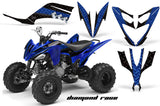 ATV Decal Graphic Kit Quad Sticker Wrap For Yamaha Raptor 250 2008-2014 DIAMOND RACE BLUE BLACK