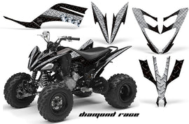 ATV Decal Graphic Kit Quad Sticker Wrap For Yamaha Raptor 250 2008-2014 DIAMOND RACE SILVER BLACK-atv motorcycle utv parts accessories gear helmets jackets gloves pantsAll Terrain Depot