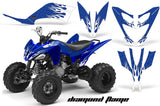 ATV Decal Graphic Kit Quad Sticker Wrap For Yamaha Raptor 250 2008-2014 DIAMOND RACE WHITE BLUE