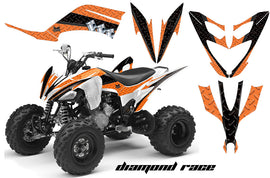 ATV Decal Graphic Kit Quad Sticker Wrap For Yamaha Raptor 250 2008-2014 DIAMOND RACE ORANGE BLACK-atv motorcycle utv parts accessories gear helmets jackets gloves pantsAll Terrain Depot