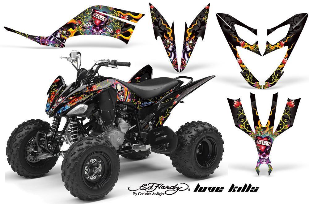ATV Decal Graphic Kit Quad Sticker Wrap For Yamaha Raptor 250 2008-2014 EDHLK BLACK-atv motorcycle utv parts accessories gear helmets jackets gloves pantsAll Terrain Depot