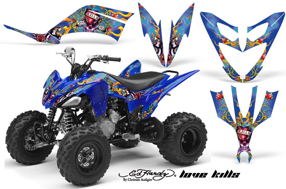 ATV Decal Graphic Kit Quad Sticker Wrap For Yamaha Raptor 250 2008-2014 EDHLK BLUE-atv motorcycle utv parts accessories gear helmets jackets gloves pantsAll Terrain Depot