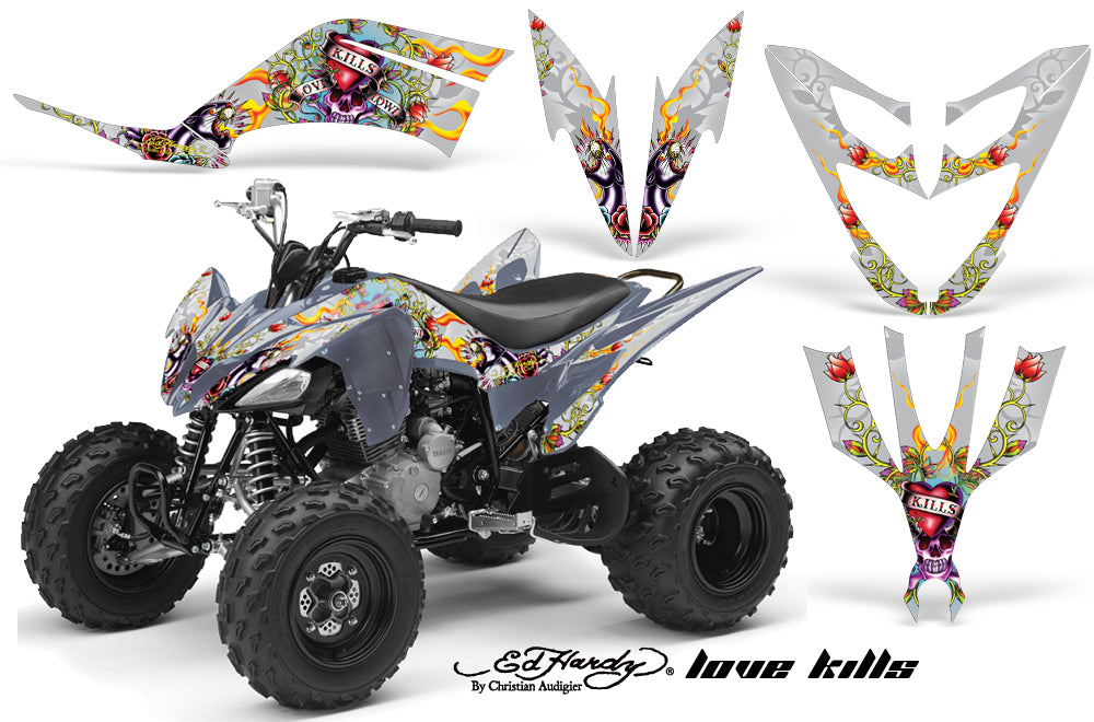 ATV Decal Graphic Kit Quad Sticker Wrap For Yamaha Raptor 250 2008-2014 EDHLK SILVER-atv motorcycle utv parts accessories gear helmets jackets gloves pantsAll Terrain Depot