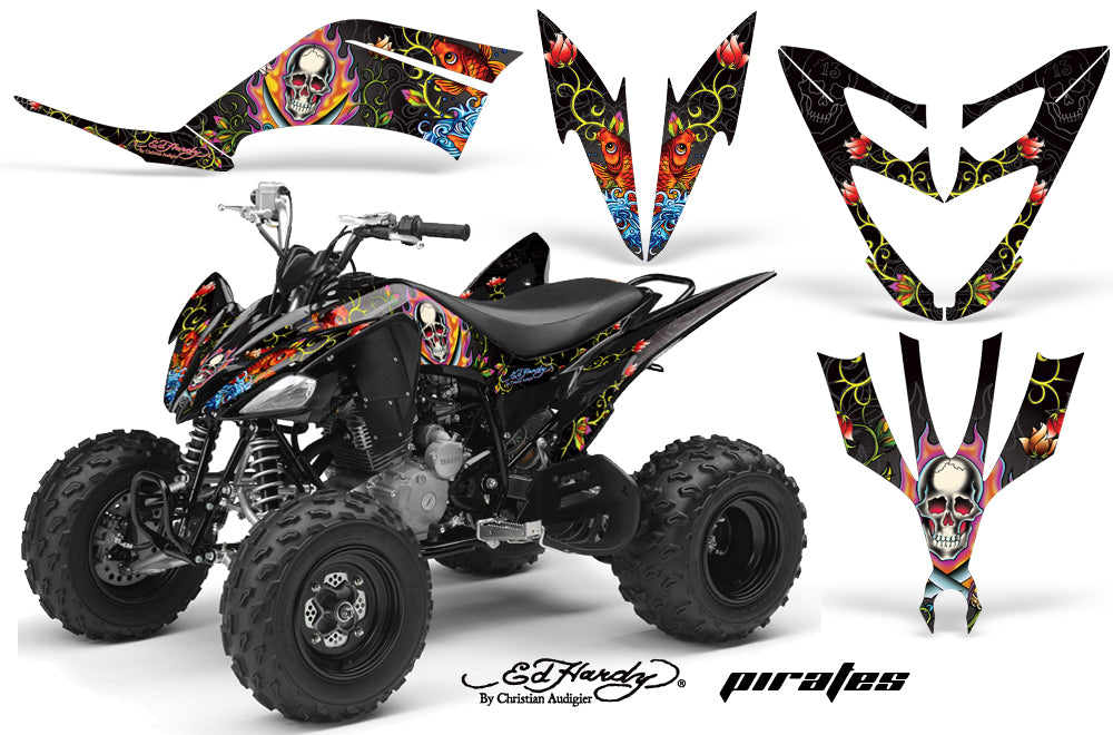 ATV Decal Graphic Kit Quad Sticker Wrap For Yamaha Raptor 250 2008-2014 EDHP BLACK-atv motorcycle utv parts accessories gear helmets jackets gloves pantsAll Terrain Depot