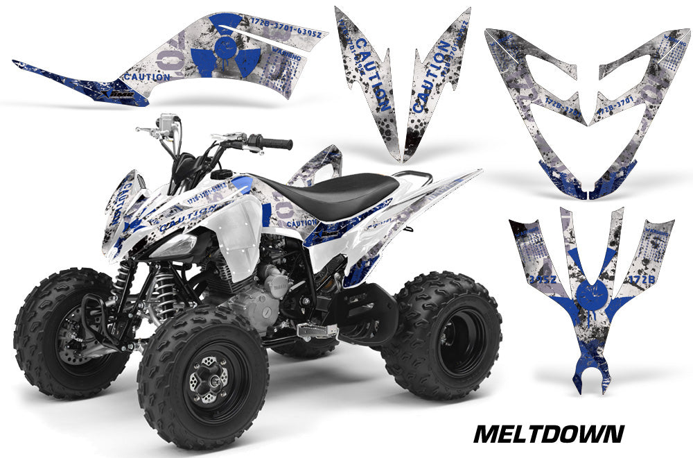 ATV Decal Graphic Kit Quad Sticker Wrap For Yamaha Raptor 250 2008-2014 MELTDOWN BLUE WHITE-atv motorcycle utv parts accessories gear helmets jackets gloves pantsAll Terrain Depot