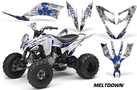 ATV Decal Graphic Kit Quad Sticker Wrap For Yamaha Raptor 250 2008-2014 MELTDOWN BLUE WHITE-atv motorcycle utv parts accessories gear helmets jackets gloves pantsAll Terrain Depot