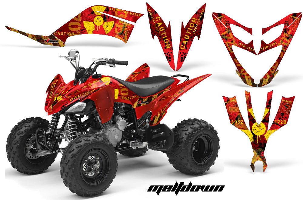 ATV Decal Graphic Kit Quad Sticker Wrap For Yamaha Raptor 250 2008-2014 MELTDOWN YELLOW RED-atv motorcycle utv parts accessories gear helmets jackets gloves pantsAll Terrain Depot