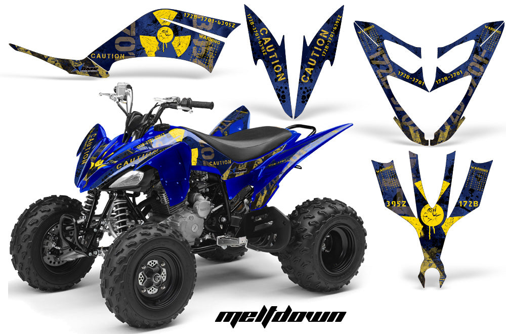 ATV Decal Graphic Kit Quad Sticker Wrap For Yamaha Raptor 250 2008-2014 MELTDOWN YELLOW BLUE-atv motorcycle utv parts accessories gear helmets jackets gloves pantsAll Terrain Depot