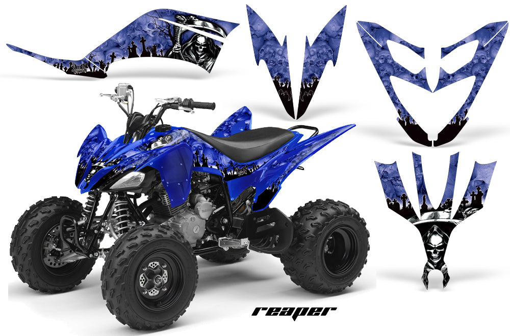 ATV Decal Graphic Kit Quad Sticker Wrap For Yamaha Raptor 250 2008-2014 REAPER BLUE-atv motorcycle utv parts accessories gear helmets jackets gloves pantsAll Terrain Depot