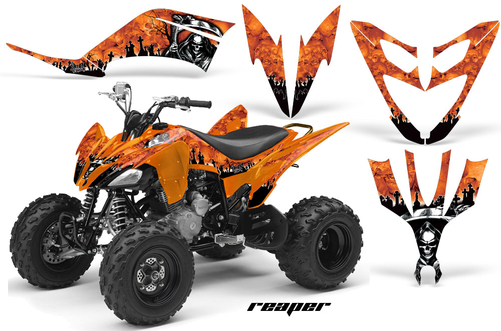 ATV Decal Graphic Kit Quad Sticker Wrap For Yamaha Raptor 250 2008-2014 REAPER ORANGE-atv motorcycle utv parts accessories gear helmets jackets gloves pantsAll Terrain Depot