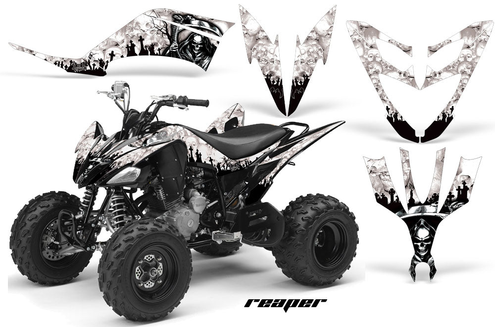 ATV Decal Graphic Kit Quad Sticker Wrap For Yamaha Raptor 250 2008-2014 REAPER WHITE-atv motorcycle utv parts accessories gear helmets jackets gloves pantsAll Terrain Depot