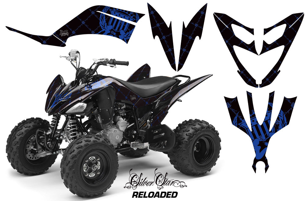 ATV Decal Graphic Kit Quad Sticker Wrap For Yamaha Raptor 250 2008-2014 RELOADED BLUE BLACK-atv motorcycle utv parts accessories gear helmets jackets gloves pantsAll Terrain Depot