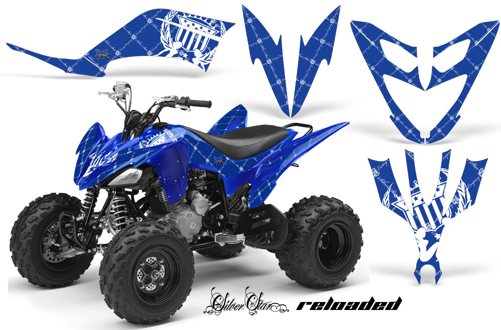 ATV Decal Graphic Kit Quad Sticker Wrap For Yamaha Raptor 250 2008-2014 RELOADED WHITE BLUE-atv motorcycle utv parts accessories gear helmets jackets gloves pantsAll Terrain Depot