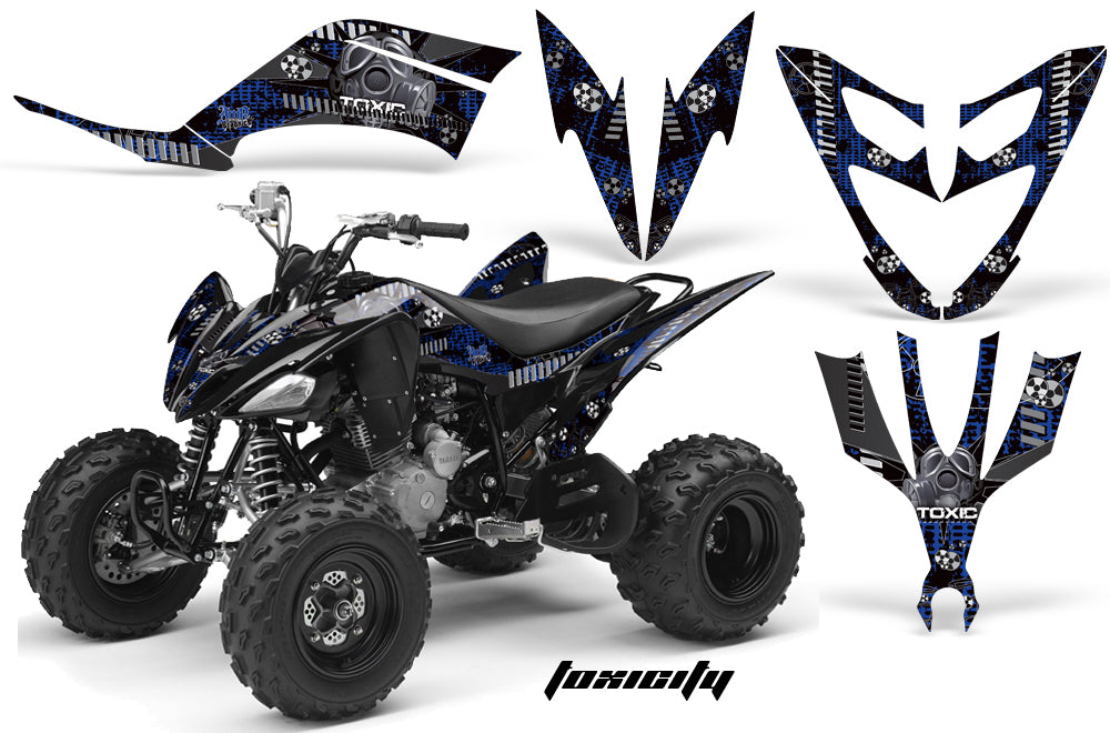 ATV Decal Graphic Kit Quad Sticker Wrap For Yamaha Raptor 250 2008-2014 TOXIC BLUE BLACK-atv motorcycle utv parts accessories gear helmets jackets gloves pantsAll Terrain Depot