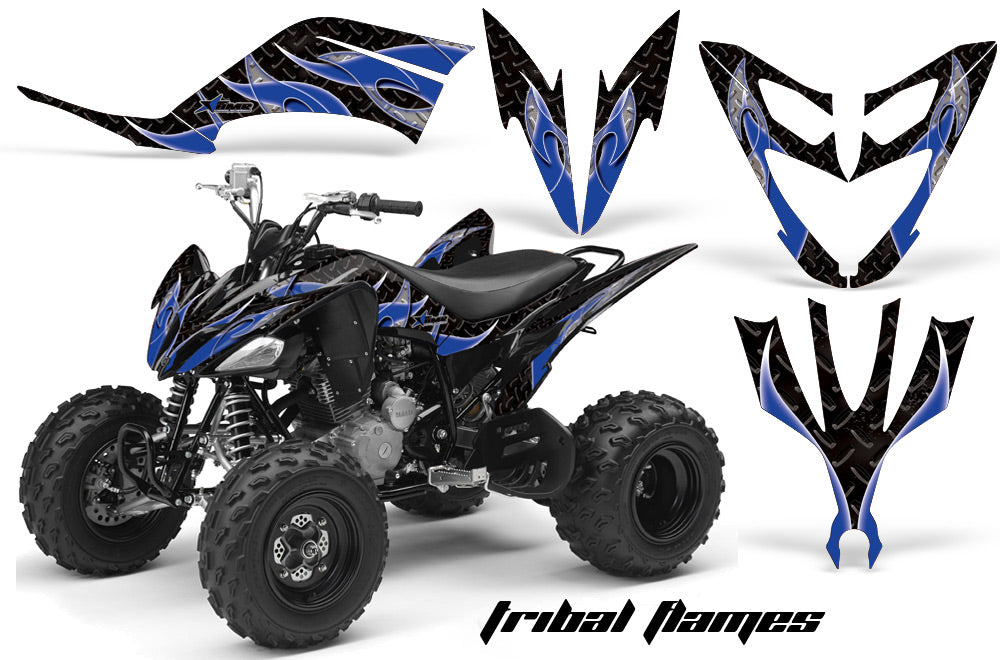 ATV Decal Graphic Kit Quad Sticker Wrap For Yamaha Raptor 250 2008-2014 TRIBAL BLUE BLACK-atv motorcycle utv parts accessories gear helmets jackets gloves pantsAll Terrain Depot
