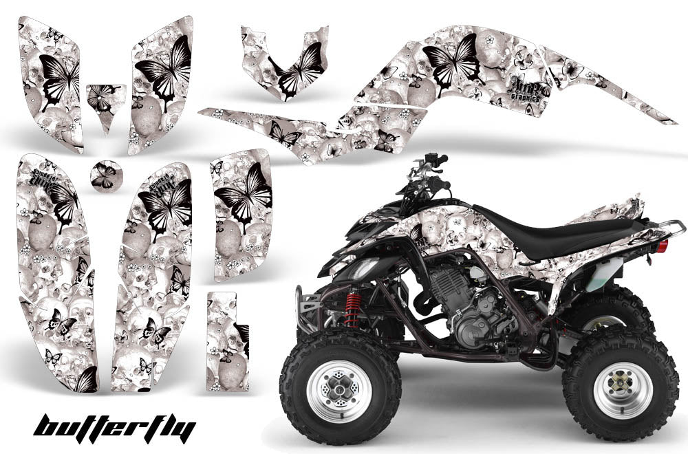 ATV Decal Graphics Kit Quad Sticker Wrap For Yamaha Raptor 660 2001-2005 BUTTERFLIES BLACK WHITE-atv motorcycle utv parts accessories gear helmets jackets gloves pantsAll Terrain Depot