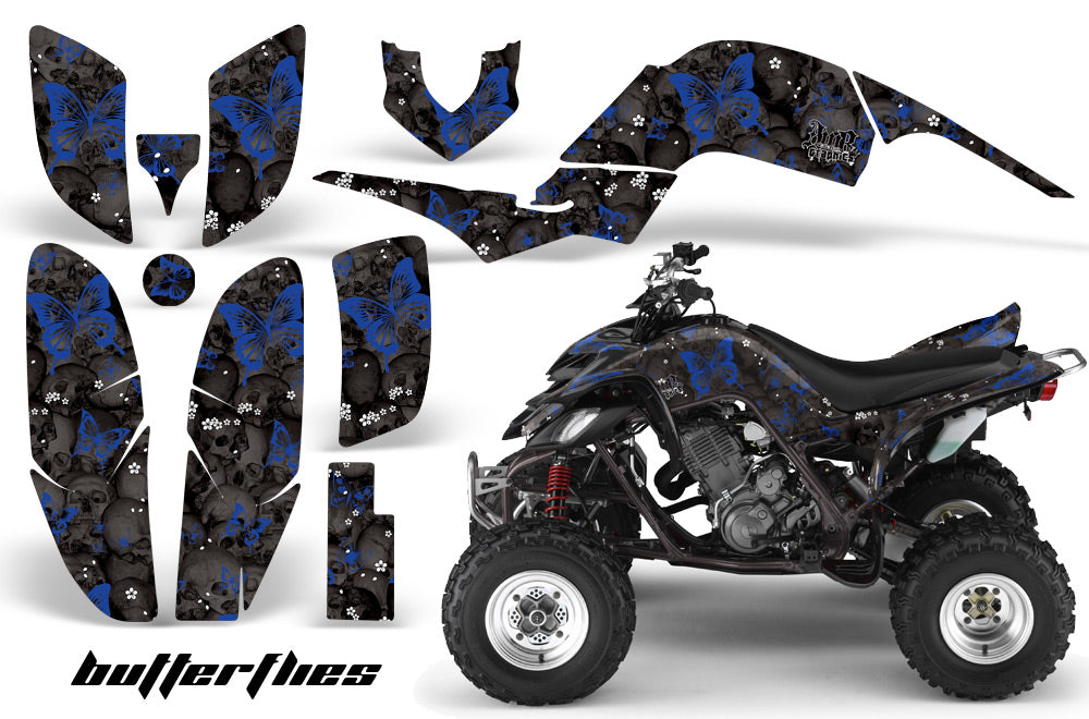 ATV Decal Graphics Kit Quad Sticker Wrap For Yamaha Raptor 660 2001-2005 BUTTERFLIES BLUE BLACK-atv motorcycle utv parts accessories gear helmets jackets gloves pantsAll Terrain Depot