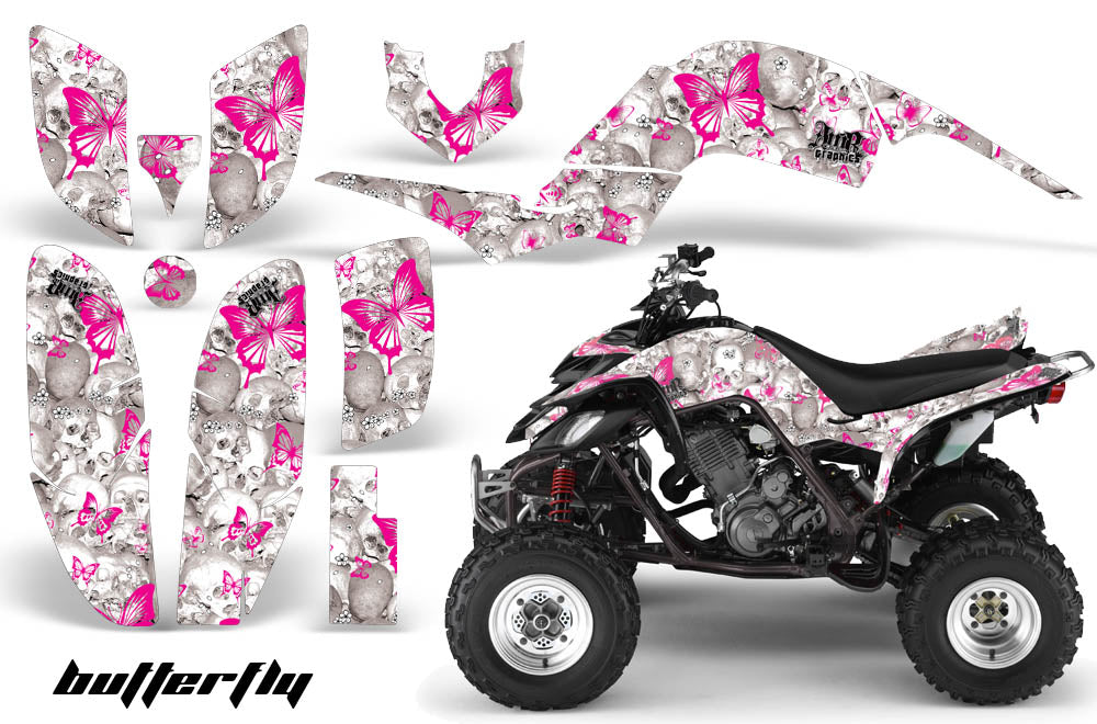 ATV Decal Graphics Kit Quad Sticker Wrap For Yamaha Raptor 660 2001-2005 BUTTERFLIES WHITE BLACK-atv motorcycle utv parts accessories gear helmets jackets gloves pantsAll Terrain Depot