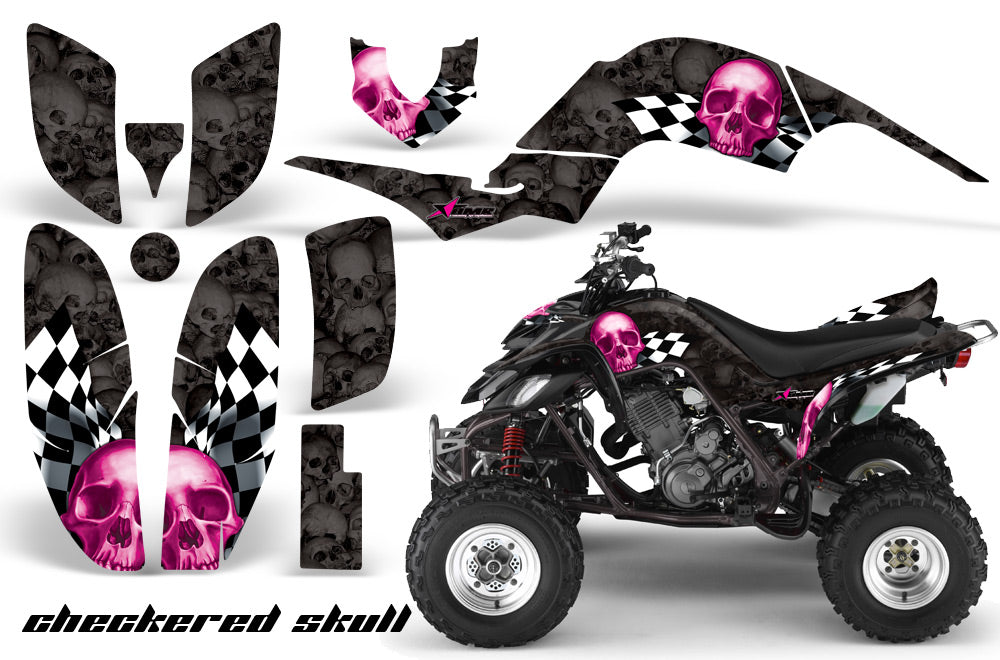 ATV Decal Graphics Kit Quad Sticker Wrap For Yamaha Raptor 660 2001-2005 CHECKERED PINK BLACK-atv motorcycle utv parts accessories gear helmets jackets gloves pantsAll Terrain Depot
