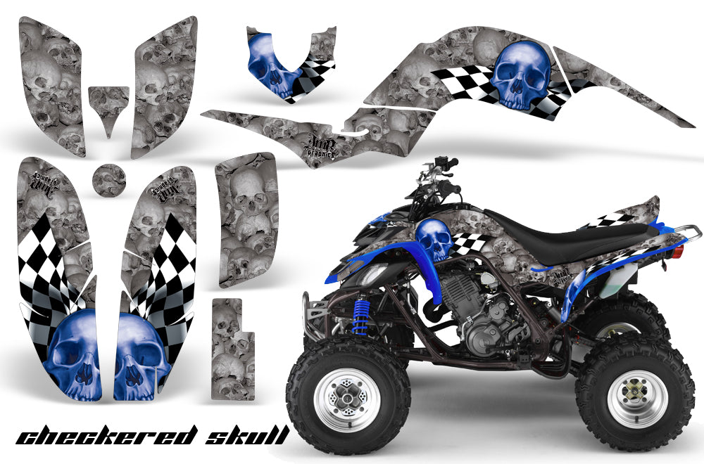 ATV Decal Graphics Kit Quad Sticker Wrap For Yamaha Raptor 660 2001-2005 CHECKERED BLUE SILVER-atv motorcycle utv parts accessories gear helmets jackets gloves pantsAll Terrain Depot