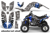 ATV Decal Graphics Kit Quad Sticker Wrap For Yamaha Raptor 660 2001-2005 CHECKERED BLUE SILVER