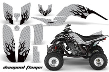 Load image into Gallery viewer, ATV Decal Graphics Kit Quad Sticker Wrap For Yamaha Raptor 660 2001-2005 DIAMOND FLAMES BLACK SILVER-atv motorcycle utv parts accessories gear helmets jackets gloves pantsAll Terrain Depot