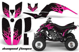 ATV Decal Graphics Kit Quad Sticker Wrap For Yamaha Raptor 660 2001-2005 DIAMOND FLAMES PINK BLACK-atv motorcycle utv parts accessories gear helmets jackets gloves pantsAll Terrain Depot
