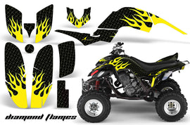 ATV Decal Graphics Kit Quad Sticker Wrap For Yamaha Raptor 660 2001-2005 DIAMOND FLAMES YELLOW BLACK-atv motorcycle utv parts accessories gear helmets jackets gloves pantsAll Terrain Depot