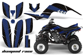 ATV Decal Graphics Kit Quad Sticker Wrap For Yamaha Raptor 660 2001-2005 DIAMOND RACE BLUE BLACK-atv motorcycle utv parts accessories gear helmets jackets gloves pantsAll Terrain Depot