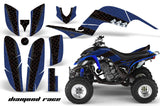 ATV Decal Graphics Kit Quad Sticker Wrap For Yamaha Raptor 660 2001-2005 DIAMOND RACE BLACK BLUE