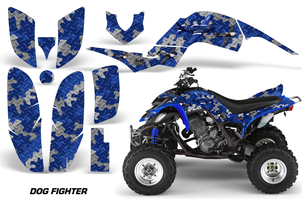 ATV Decal Graphics Kit Quad Sticker Wrap For Yamaha Raptor 660 2001-2005 DOG FIGHT BLUE-atv motorcycle utv parts accessories gear helmets jackets gloves pantsAll Terrain Depot