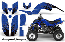 Load image into Gallery viewer, ATV Decal Graphics Kit Quad Sticker Wrap For Yamaha Raptor 660 2001-2005 DIAMOND FLAMES BLACK BLUE-atv motorcycle utv parts accessories gear helmets jackets gloves pantsAll Terrain Depot