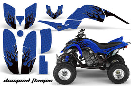 ATV Decal Graphics Kit Quad Sticker Wrap For Yamaha Raptor 660 2001-2005 DIAMOND FLAMES BLACK BLUE-atv motorcycle utv parts accessories gear helmets jackets gloves pantsAll Terrain Depot