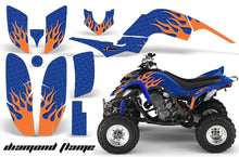 Load image into Gallery viewer, ATV Decal Graphics Kit Quad Sticker Wrap For Yamaha Raptor 660 2001-2005 DIAMOND FLAMES ORANGE BLUE-atv motorcycle utv parts accessories gear helmets jackets gloves pantsAll Terrain Depot