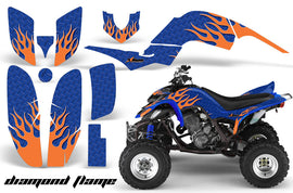 ATV Decal Graphics Kit Quad Sticker Wrap For Yamaha Raptor 660 2001-2005 DIAMOND FLAMES ORANGE BLUE-atv motorcycle utv parts accessories gear helmets jackets gloves pantsAll Terrain Depot