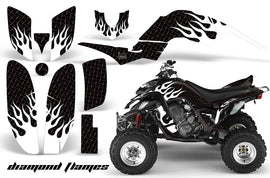 ATV Decal Graphics Kit Quad Sticker Wrap For Yamaha Raptor 660 2001-2005 DIAMOND FLAMES WHITE BLACK-atv motorcycle utv parts accessories gear helmets jackets gloves pantsAll Terrain Depot
